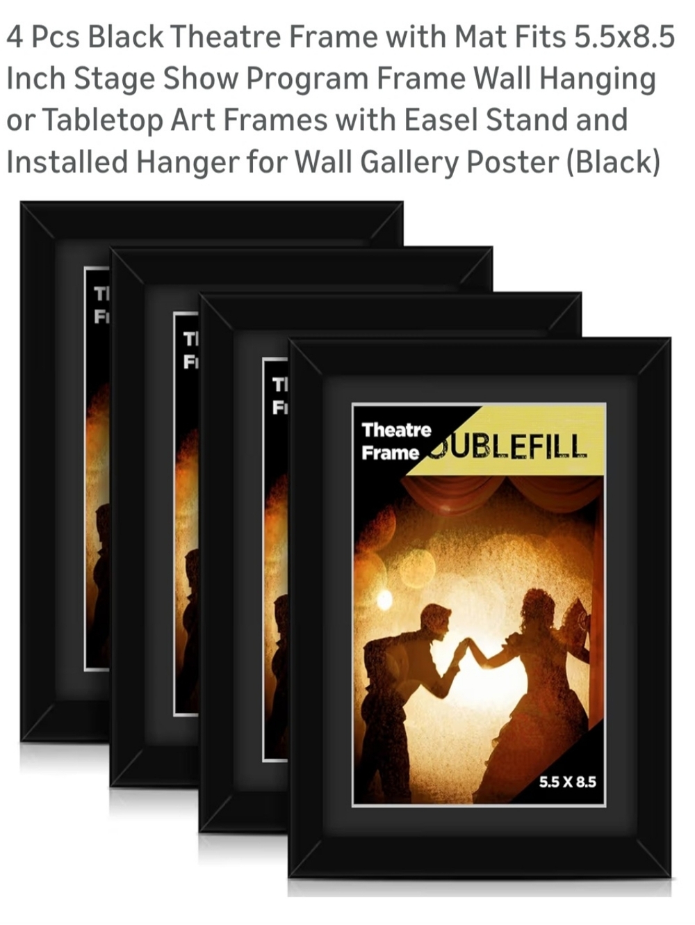 Black Theatre Art Frame with Mat - 4 Pack